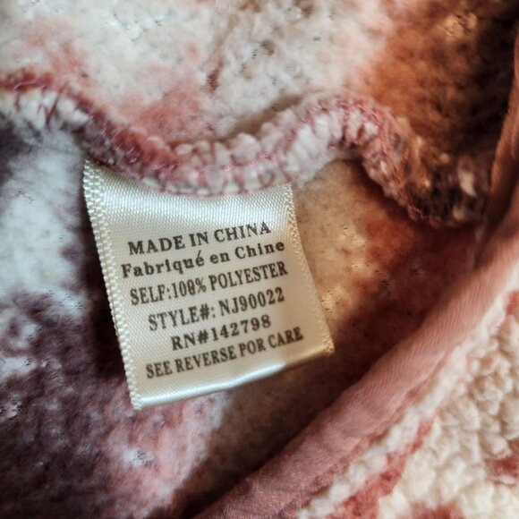 New In Womens Aztec Patterned Sherpa Jacket With Zip Pockets & Stand Collar M - Picture 7 of 11